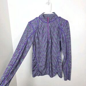 Athleta Purple Green Space Dye Mendoza‎ 1/4 Zip Fitness Pullover Jacket Size S